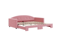 Sofá-cama com gavetão VIDAXL Cor-de-rosa Veludo (100x200 cm)