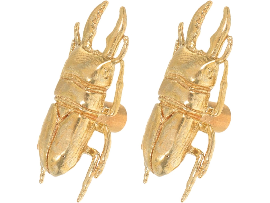 Conjunto De 2 Puxadores Gaveta Nolitoy Em Latão, Formato De Besouro Dourado, Para Móveis E Armários, Design Vintage E