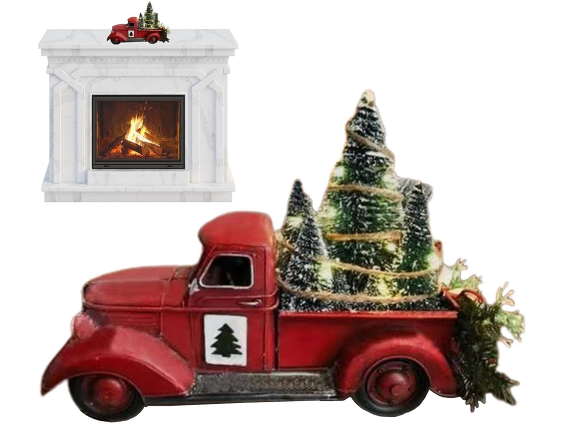 Enfeite de Natal 3d em Formato Caminhonete Pingente Carro Natalino Resina Luzes Decora o para Festas Casa Ambientes VAYOTOY