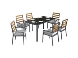 Conjunto de Jantar 7 Peças Jardim (mesa + 6 Cadeiras, Preto)
