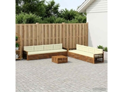 Vidaxl Conjunto De Sofás Para Exterior 9 Unid. Natural E Creme