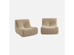 Módulo Para Sofá Modular Em Tecido Efeito Alpaca, Set De 2, Bege