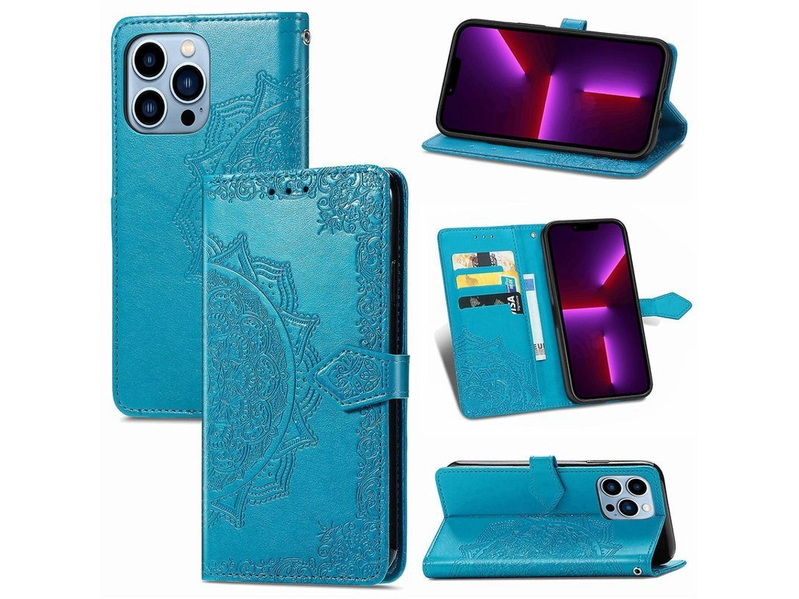 Capa Flip Case com Suporte para Cartões Compatível com Iphone 13 Azul