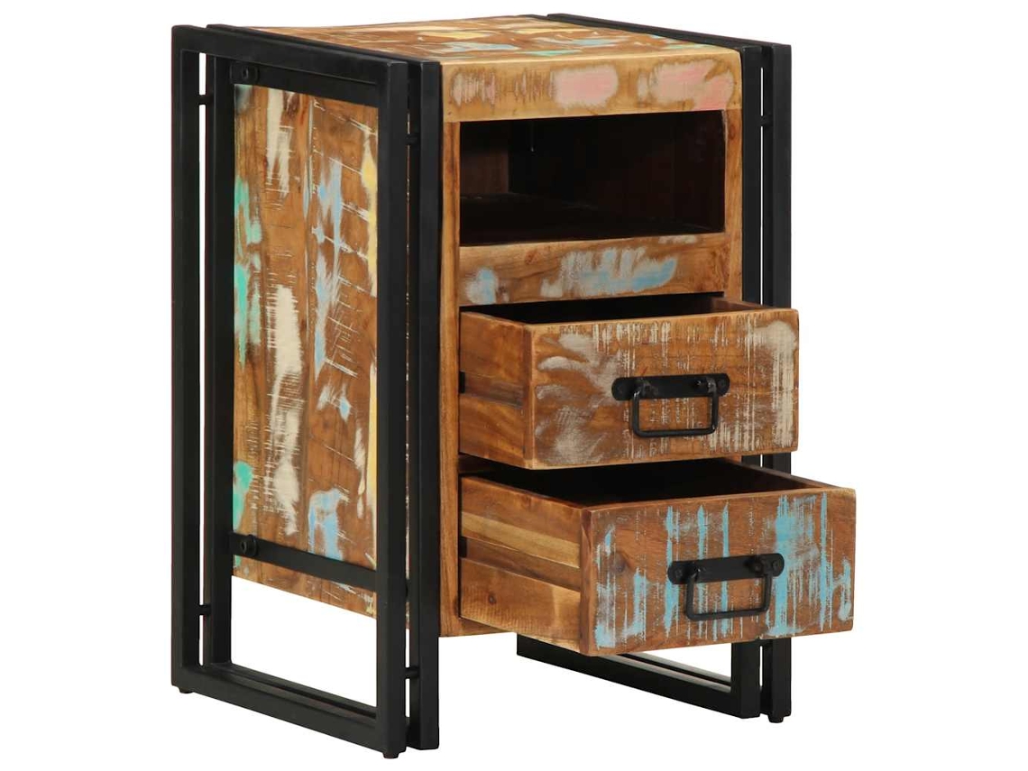 Mesa de Cabeceira 40x40x59 Cm Madeira Maciça Reciclada MAISON EXCLUSIVE