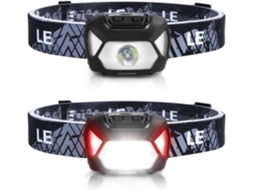 Kit com 2 Lanternas de Cabeça LED 1300 Lux, 6 Modos, Luz Vermelha BRILVIBERA