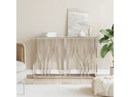 Vidaxl Mesa Consola 110x30x70 Cm Aço Inoxidável E Vidro Prateado