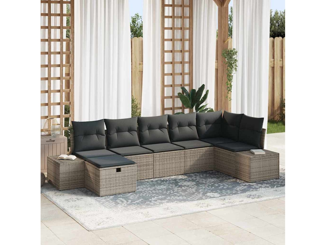Vidaxl Conjunto De Sofás 7 Unid. Vime Pe