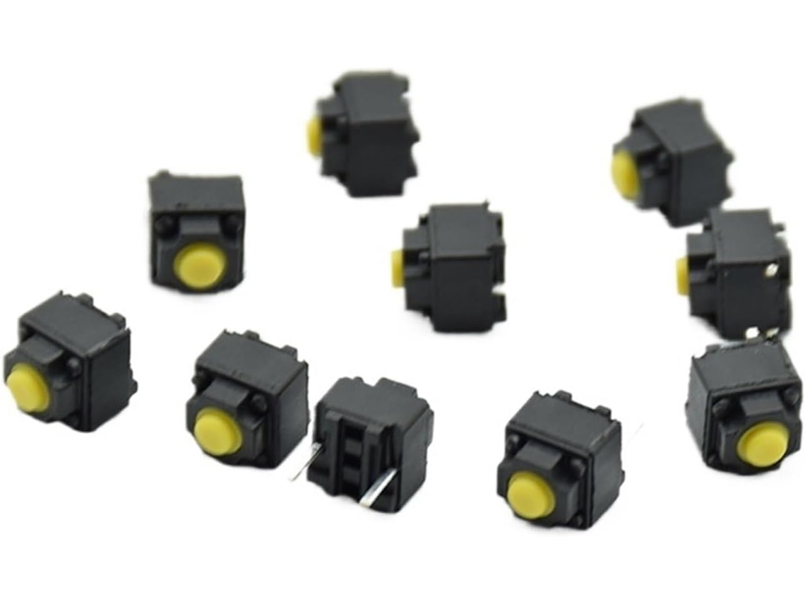 10 Botões De Silenciamento 6x 7, 3mm, Interruptor Silencioso Com Fio E Sem, Microinterruptor Amarelo
