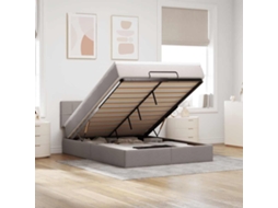 Vidaxl Cama Otomana Com Colchão 140x200 Cm Tecido Cinza
