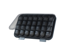 Organizador Semanal De Comprimidos Eifson 7 Dias 28 Células Selado Sem Bpa (preto)