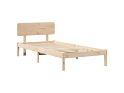 Conjunto 1 Estrutura De Cama De Madeira Vidaxl Castanho Madeira De Pinho Maciça (75 X 190 Cm)