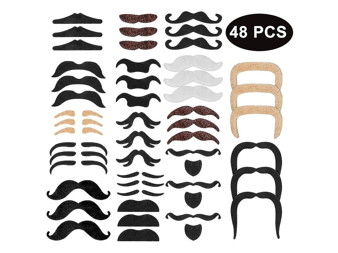 Omni bigotes Falsos Autoadhesivos, Suministros para Festa de Bigotes, Diferentes Estilos para Adultos e Crianças
