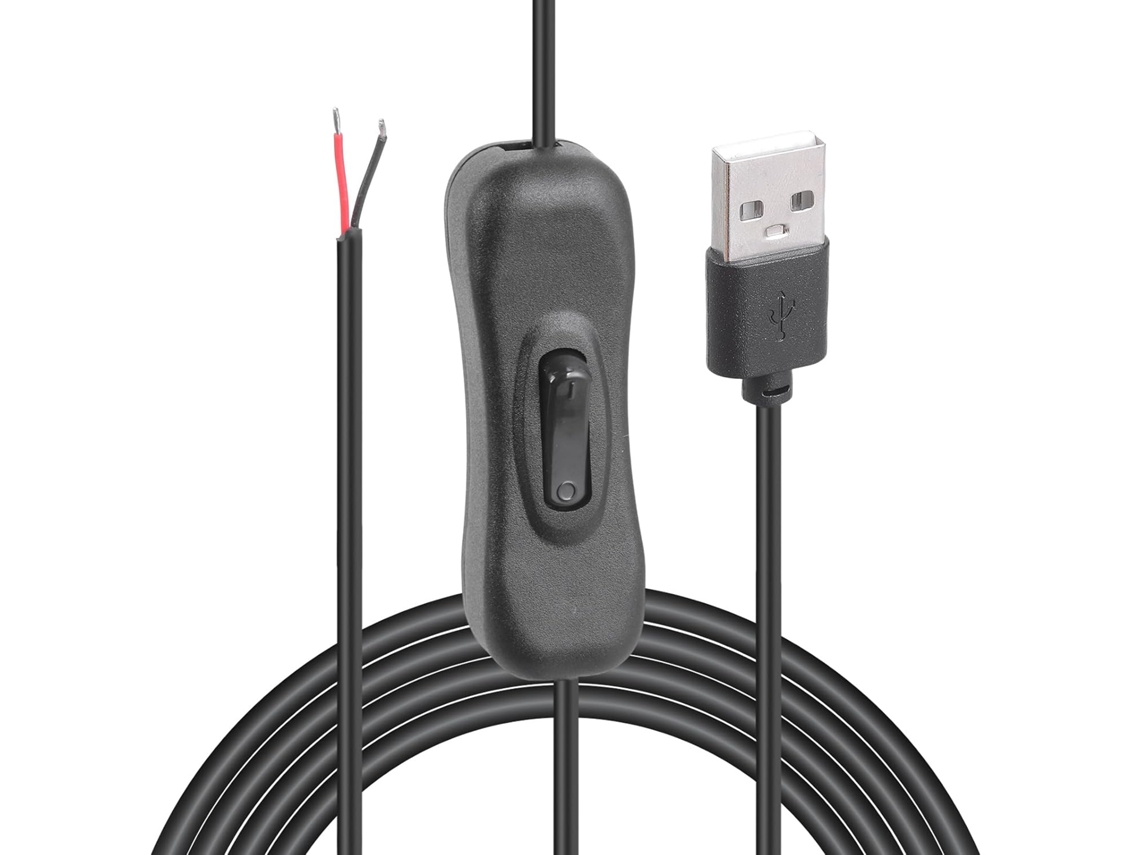 Cabo De Alimentação Usb 5v, Macho Para 2 Pinos, Fio Desencapado Com