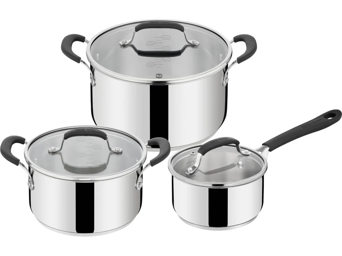 Conjunto de Trem de Cozinha TEFAL Jamie Oliver Aço Inoxidável (3 Peças - 16/20/24 cm)