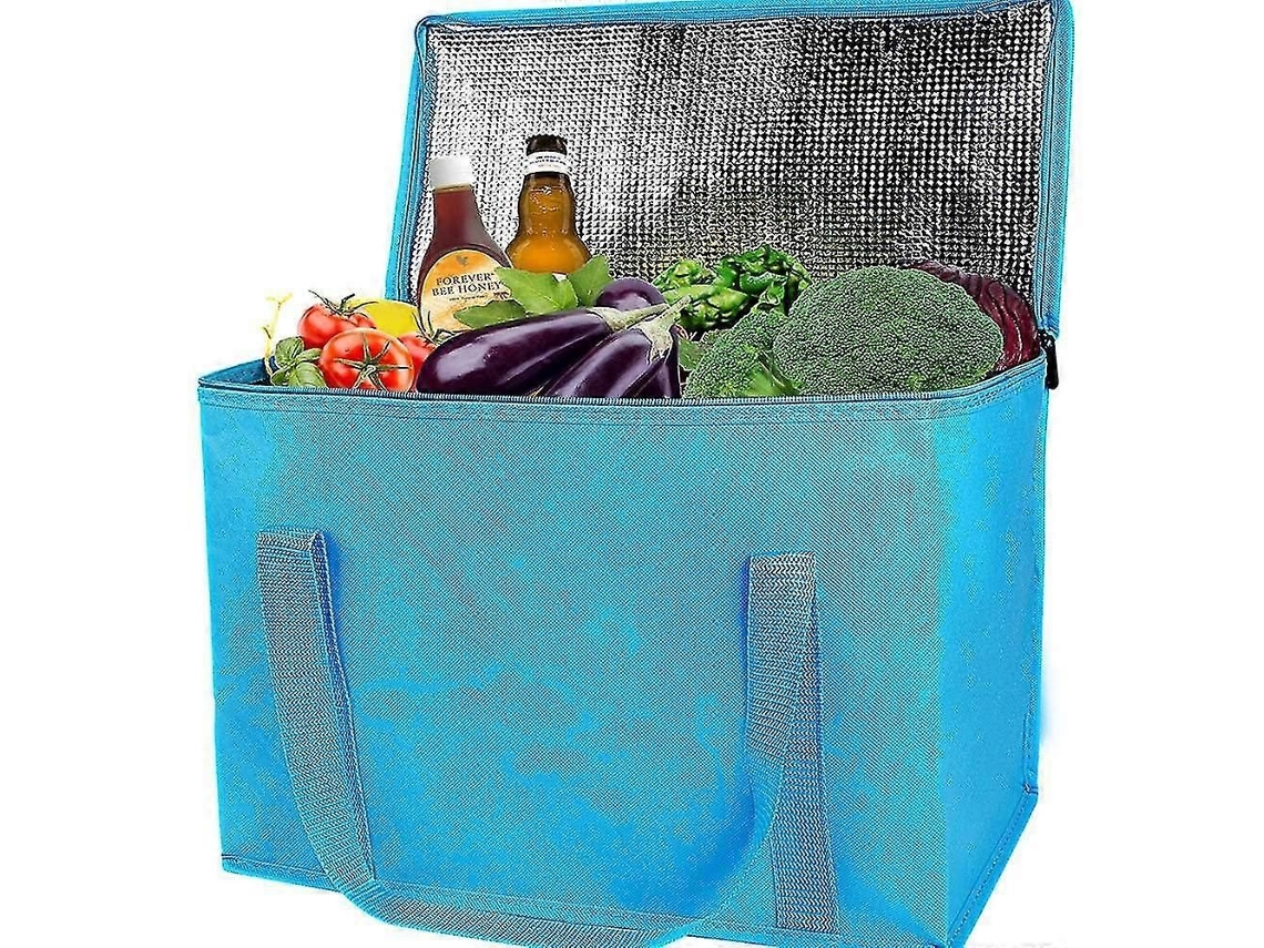 Sacolas Térmicas para Compras, Azuis, Reutilizáveis, Resistentes, com Zíper, Dobráveis, para Levar Compras, Térmicas. GOKOCO