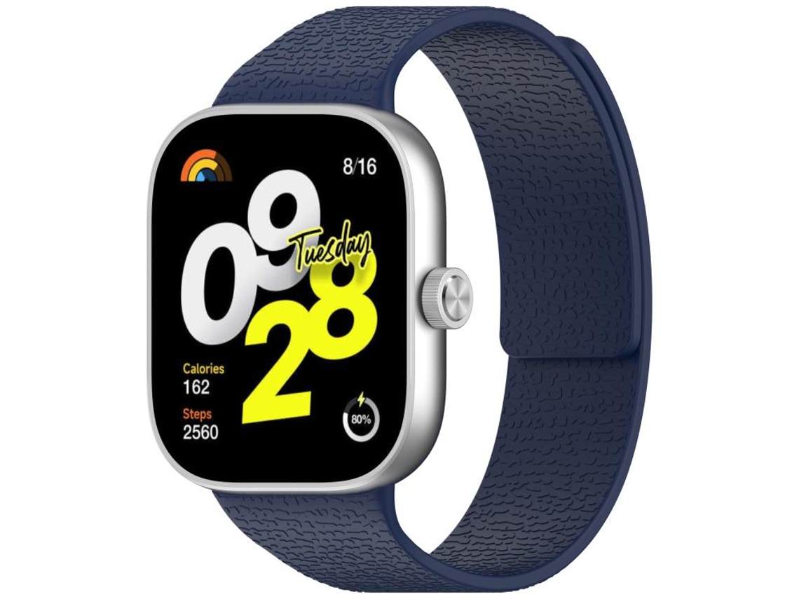 Bracelete para Xiaomi Band 9 Pro / 8 Pro Silicone Macio Magnético Textura de Lichia Plugue de Metal Azul Meia noite XIAOMOYU
