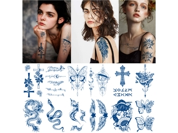 12 Adesivos De Tatuagem Temporária À Base De Ervas Para Arte Corporal No Braço
