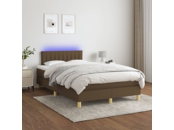 Vidaxl Cama Box Spring C/ Colchão/led 120x200cm Tecido Castanho-escuro