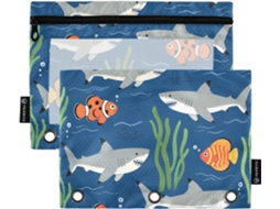 Pasta Organizadora De Documentos Azul Marinho Com Janela Transparente, Bolsa Grande Com Ilhós Reforçados E Fecho, 3 Argolas