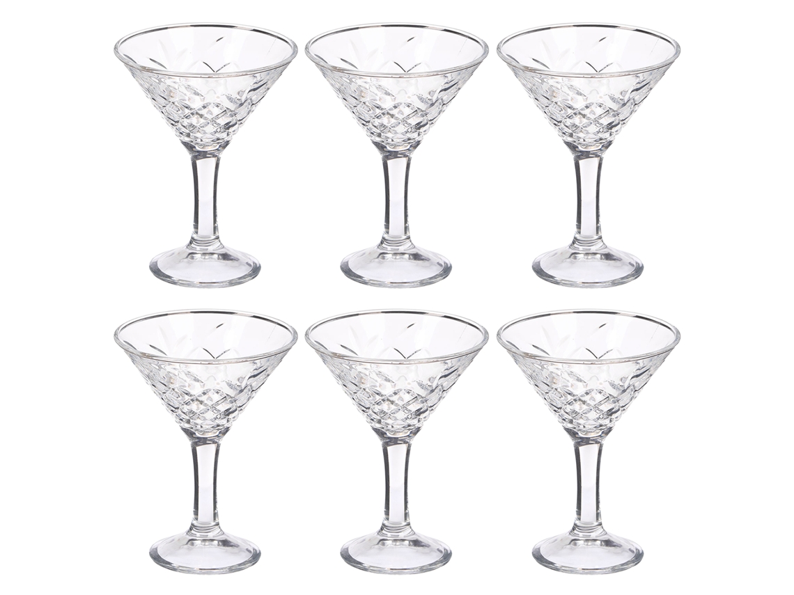 Pacote com 6 Taças de Martini Transparentes. 220ml. DAM