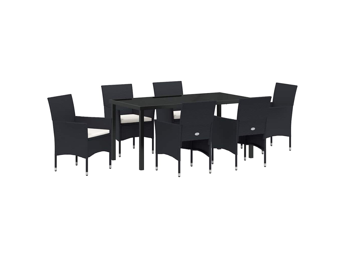 Maison Exclusive - Conjunto De Jantar Para Jardim Com Almofada 7 Pcs Preto Vime Pe