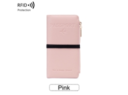 Porta-cartões Carteira Eifson Rfid Passaporte Couro Pu Janela Id Bolso Notas Viagem Rosa
