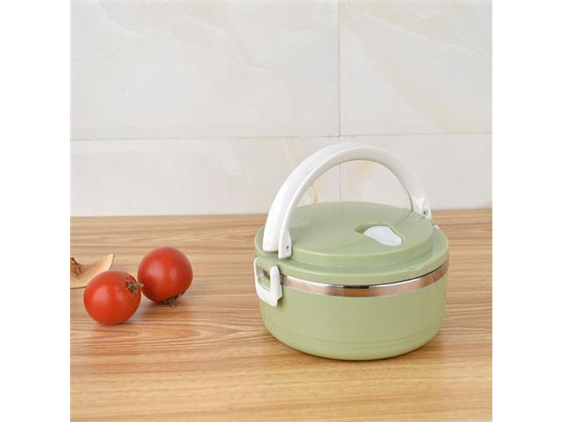 Lancheira térmica de aço inoxidável 2026 de 700ml, portátil, empilhável e hermética, ideal para escola e trabalho, verde.