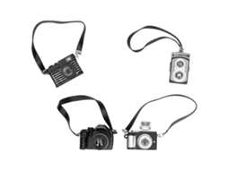Mali 4pcs Mini Câmera Slr com Cordão para Decoração de Casinha de Bonecas, Presente Perfeito
