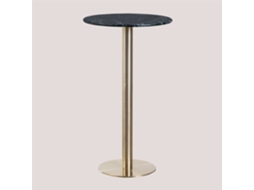 Sklum Mesa Alta De Bar Redonda Ø60 Cm Em Mármore Cosmopolitan Mármore     Ouro Champagne                   Mármore Verde Big Flower