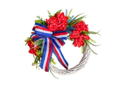 Laxiscreed Guirlanda De Dia Nacional Americana 40cm Com Laço E Ramos Brancos Para Porta Ou Decoração