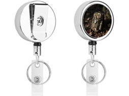 Porta Crachá Retrátil De Metal Resistente E Moderno Com Estampa De Camuflagem Caça, Ideal Enfermeiros E