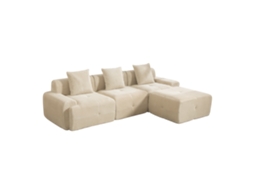 Sofá modular de compressão em chenille com espuma 30d, antiderrapante e fácil de mover, ideal para sala de estar e outros ambientes, Tom Light Bege.