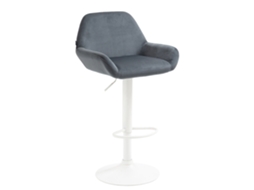 Tabouret De Bar X1 En Velours Rembourr Gris Fonc Base Trompette Mtal Blanc Mat Tdb10411 Dcoshop26