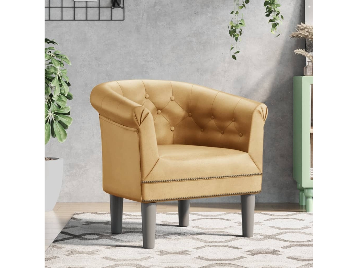 Vidaxl Poltrona Couro Artificial Dourado