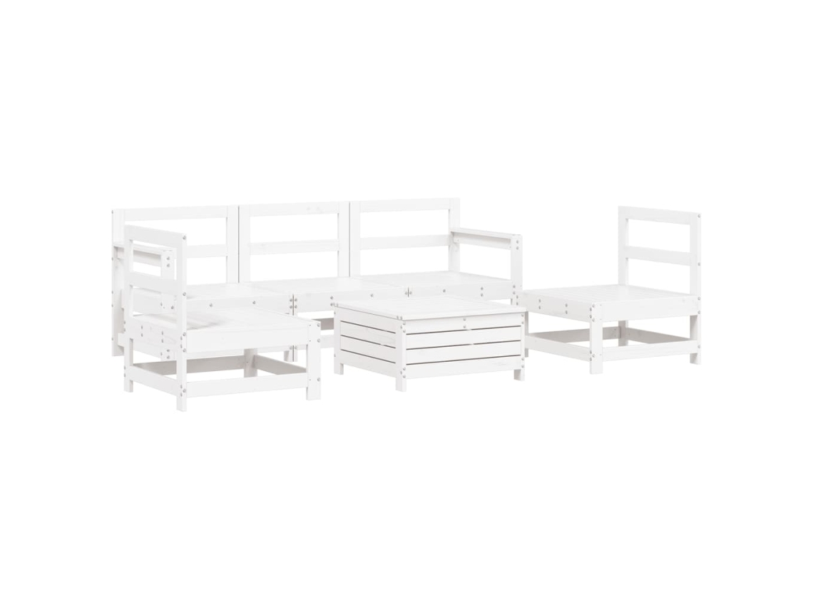 Conjunto de 6 Sofás de Jardim Madeira de Pinho Maciça Branco MAISON EXCLUSIVE
