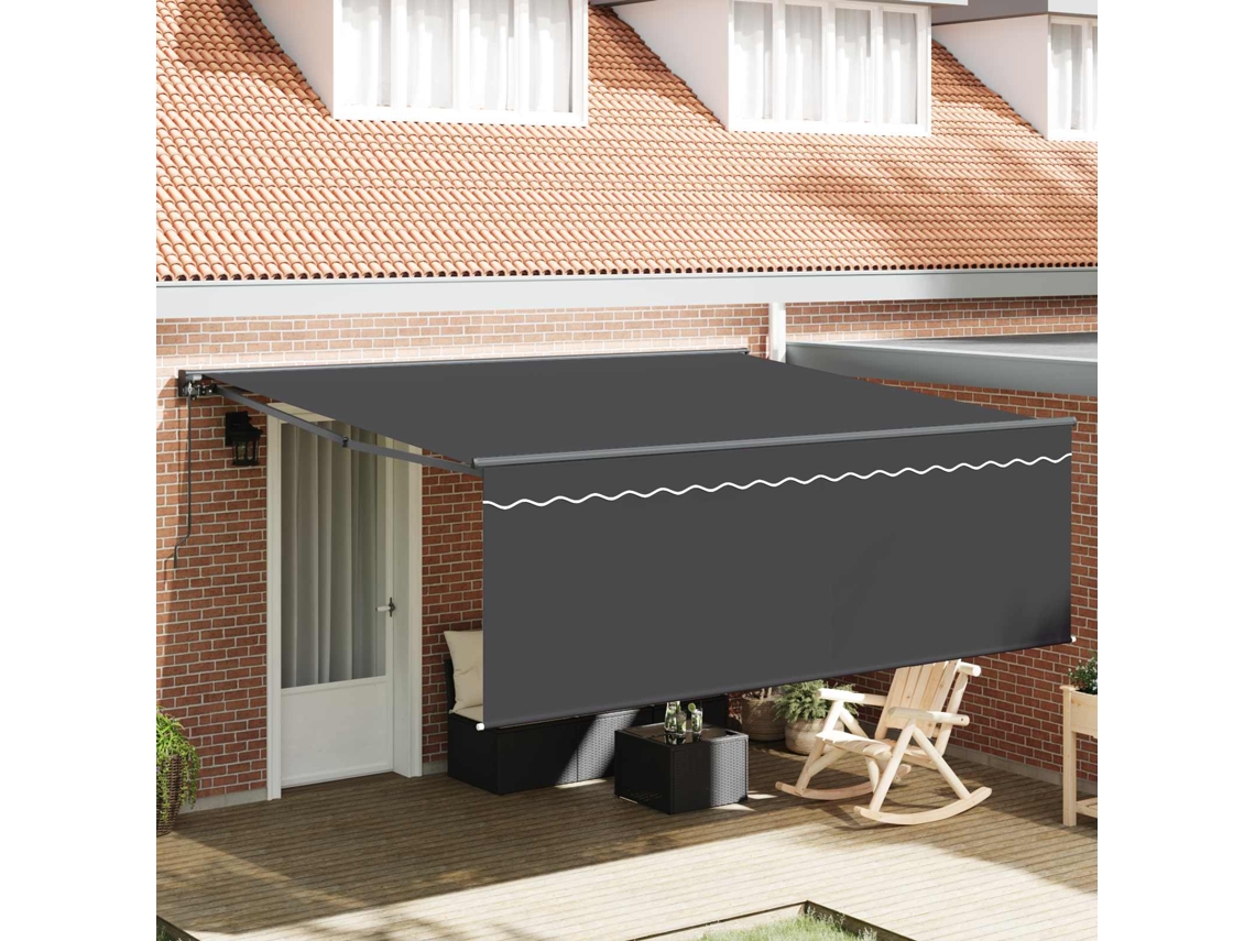 Vidaxl Toldo Retrátil Antracite 400 × 300 Cm Poliéster E Alumínio