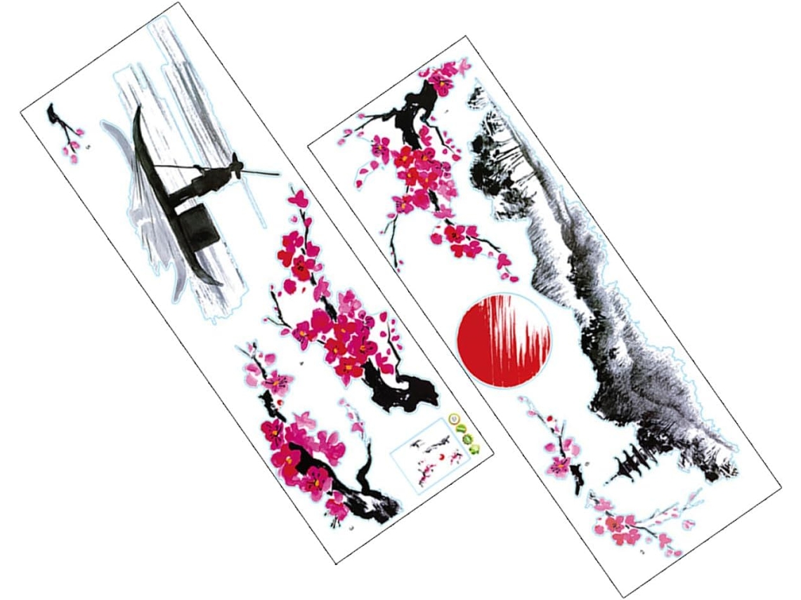 Adesivos Parede Pvc Estilo Chinês Resíduos 2 Conjuntos Removíveis Ambiente Natural Aconchegante Quarto Meninas GOKOCO