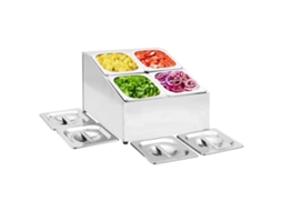 Vidaxl Suporte Gastronorm C/ 4 Recipientes Gn 1/6 Aço Inoxidável