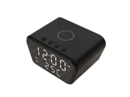 Despertador 15W com carregador sem fio inteligente e relógio digital LED preto GOKOCO