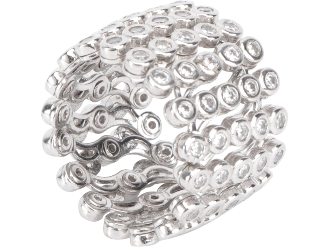 Anel Ajustável E Conversível E Pulseira Elegante Em Metal Prateado Com Pedras Brilhantes.