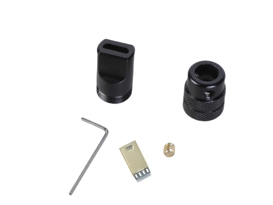Carcaça Metálica Usb 5 Pinos Para Reparação De Cabo, Acabamento Preto