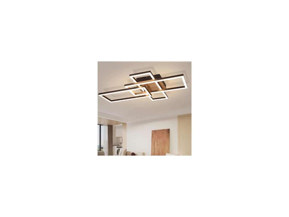 ZMH Luminária de teto LED para sala de estar 3000K, preta, retangular, retrô, para quarto