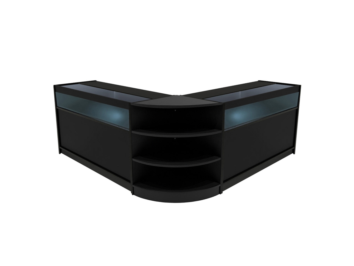 Conjunto de Balcões Comerciais MonsterShop Theseus, Preto, 2xB1500LM60, MDF e Vidro Temperado