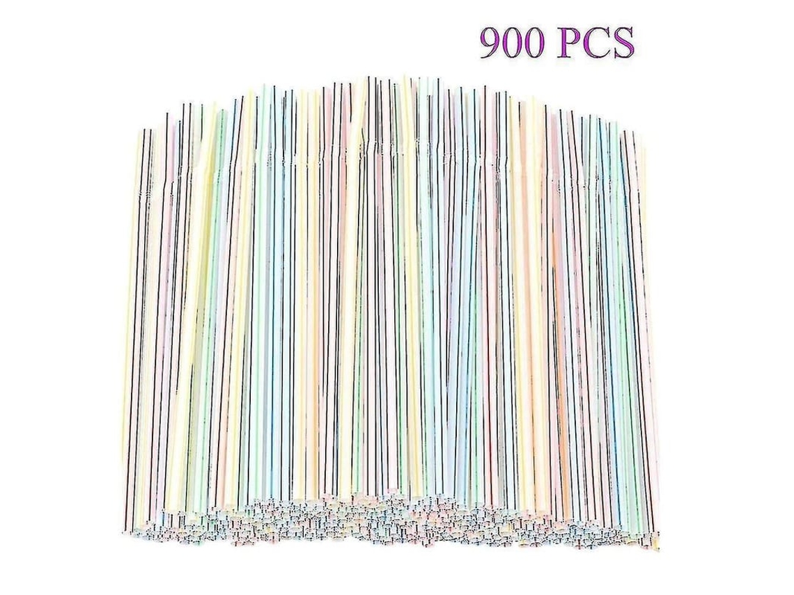 900 Pajitas Descartáveis De Plástico Para Festas, Bares, Lojas De Bebidas E Lar, 8,3 Polegadas, Coloridas