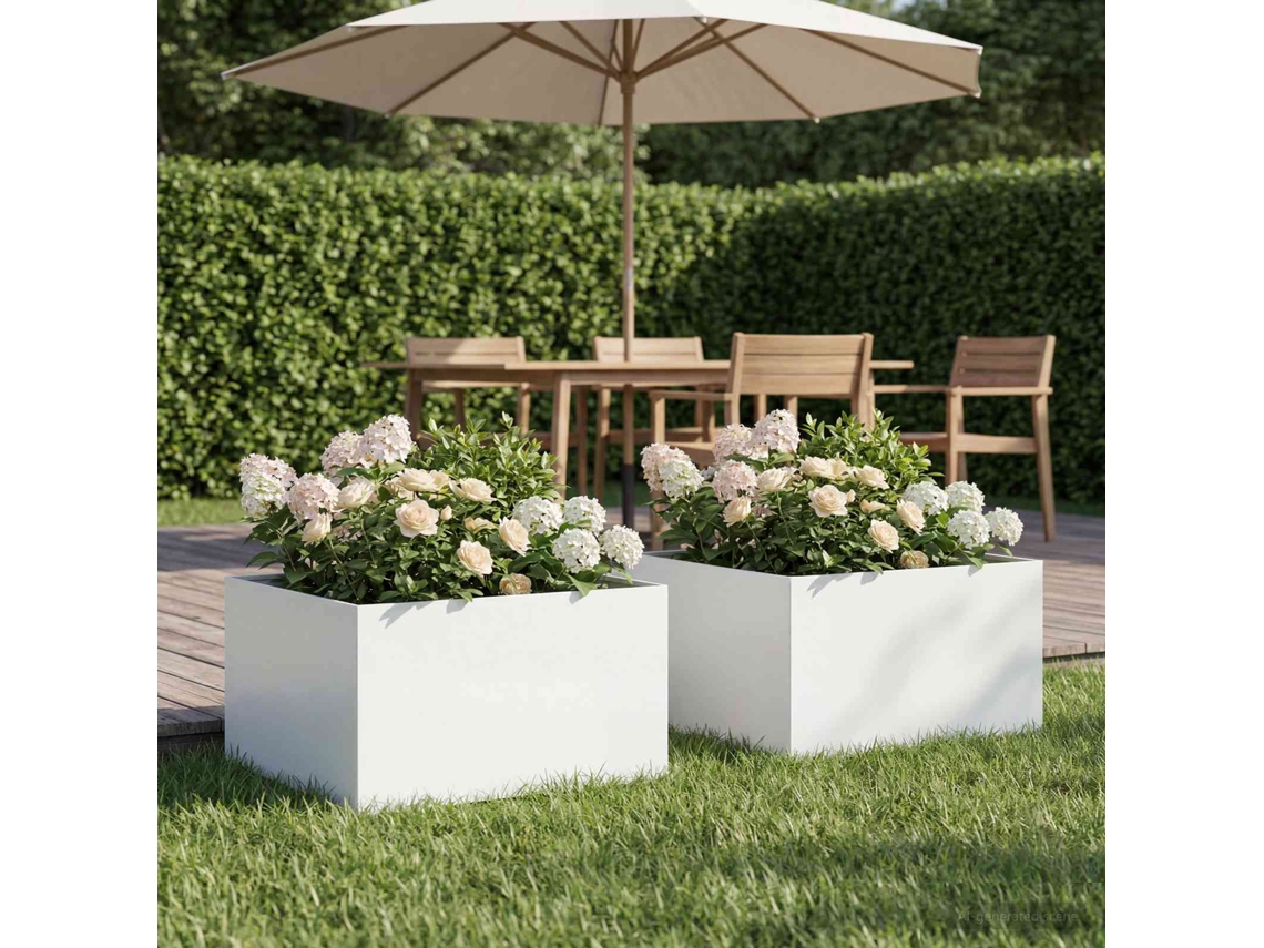 Vidaxl Vaso De Jardim 2 Unid. Branco 60 X 60 X 30 Cm