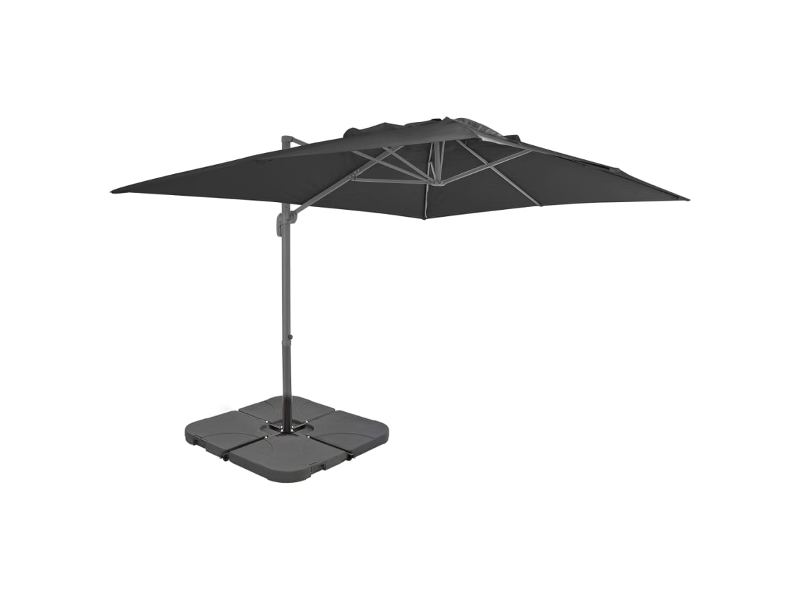 vidaXL Guarda-sol de exterior com base portátil antracite