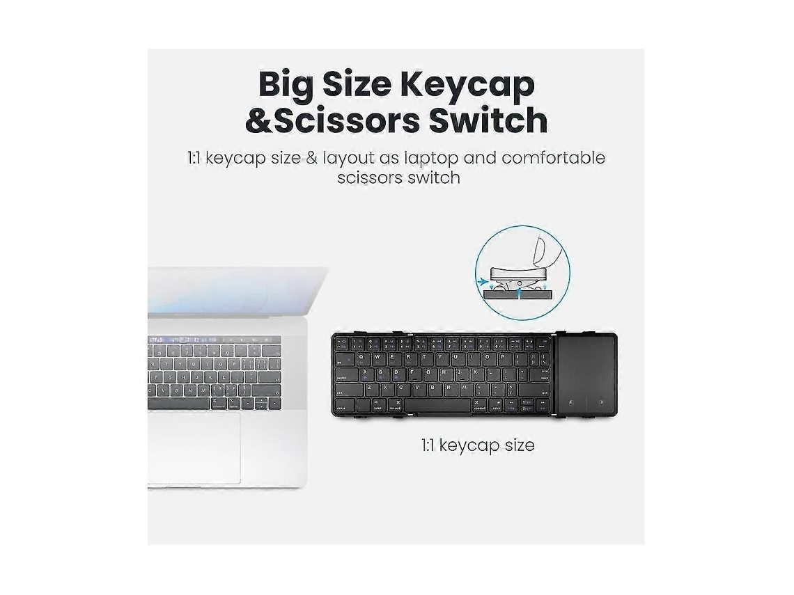 Teclado Dobrável Sem Fio com Touchpad, Recarregável, Bluetooth, para Pc, Tablet e Laptop. TAISHENGDA