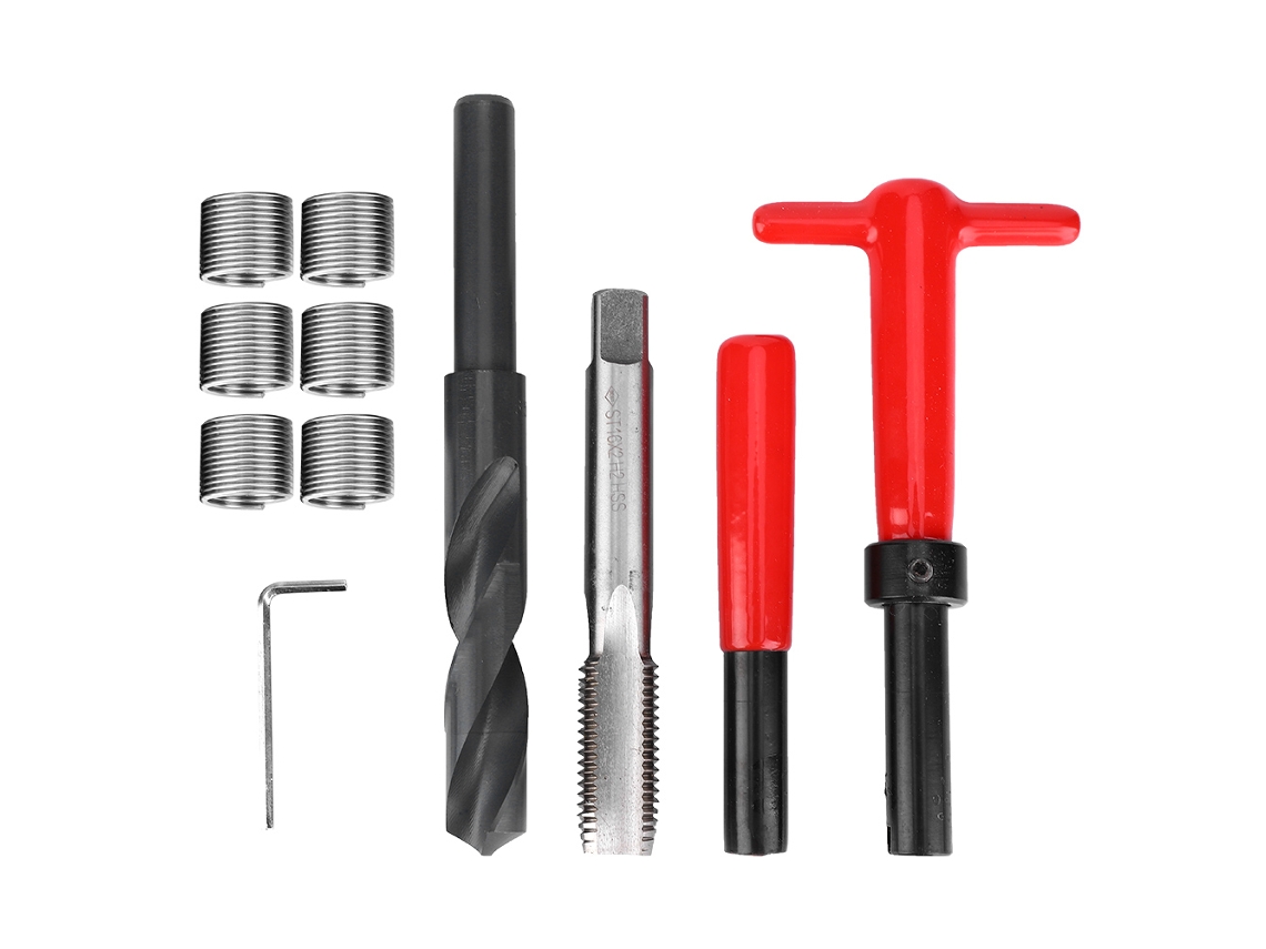 Kit De Reparação De Roscas Laxiscreed, 11 Peças Em Aço Inox Com Broca E Chave De Roscar Para Manutenção Fácil