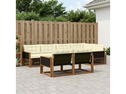 Vidaxl Conjunto De Sofás Para Exterior 7 Pcs Natural E Creme