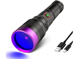 Lanterna Uv Recarregável De 365 Nm Com Foco Ajustável Para Detecção De Manchas (preta)